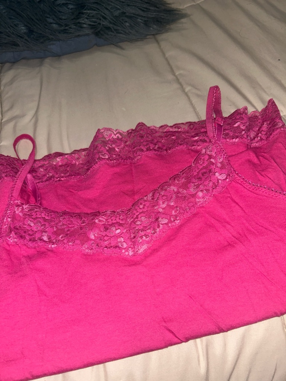 Elle Hot Pink Lace-Trim Camisole